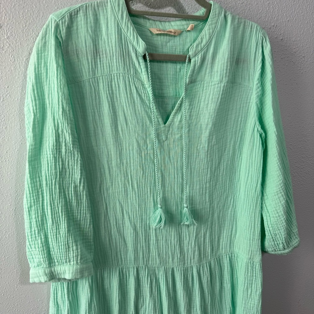 Soft Surroundings Laguna gauze dress mint green med - Picture 2 of 7